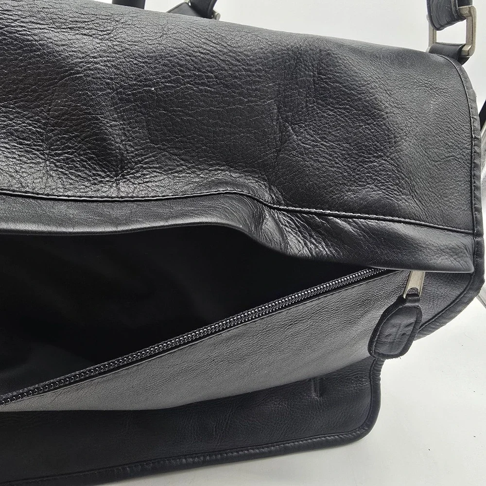 Vintage‎ Frye Black Leather Messenger Bag Crossbody Laptop Briefcase Satchel USA
